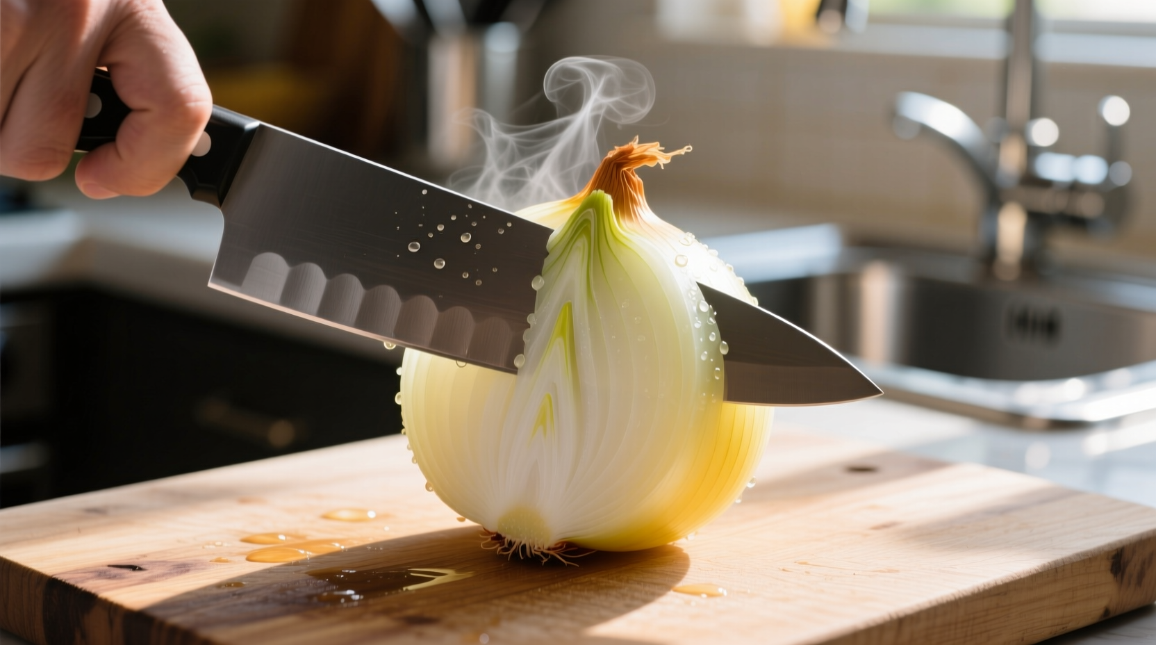 cutting an onion