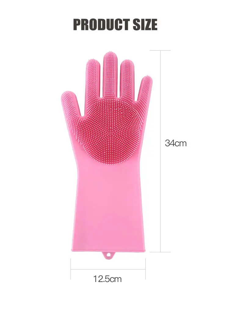 Dishwashing silicone gloves scrubber Durable Glove brush for washing dishes kitchen magic cleaning gloves