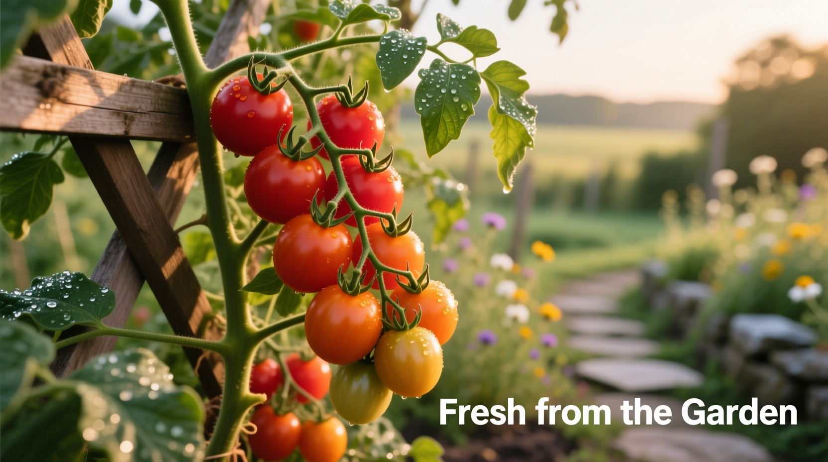 Colorful cherry tomatoes on vine in garden