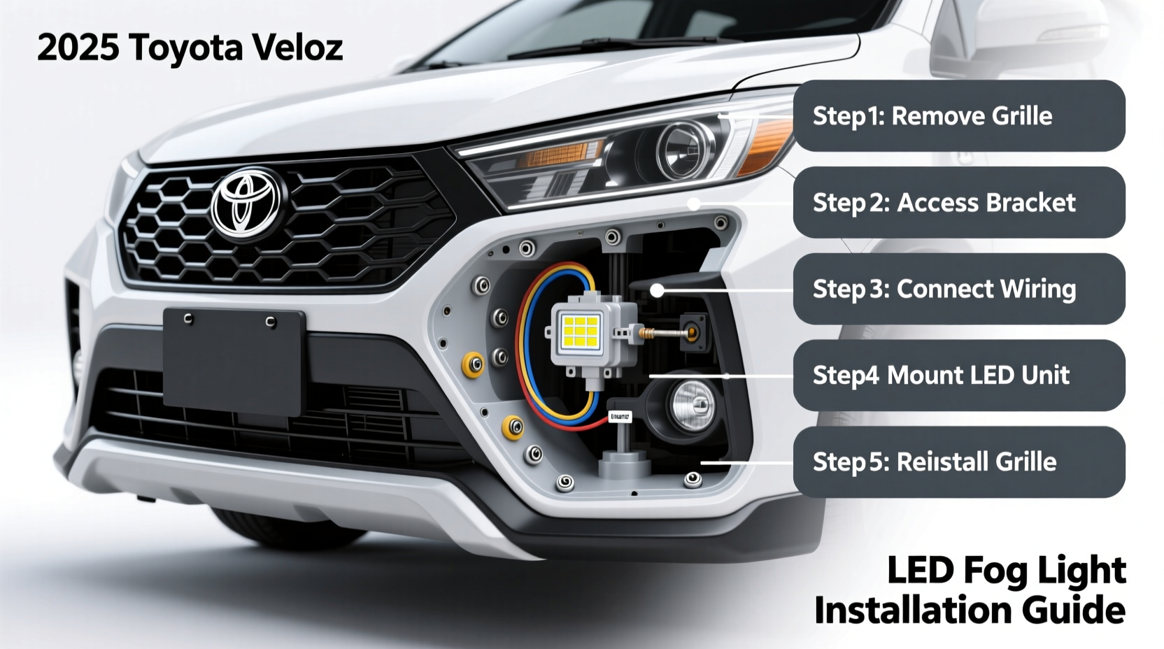 veloz led fog light install 2025