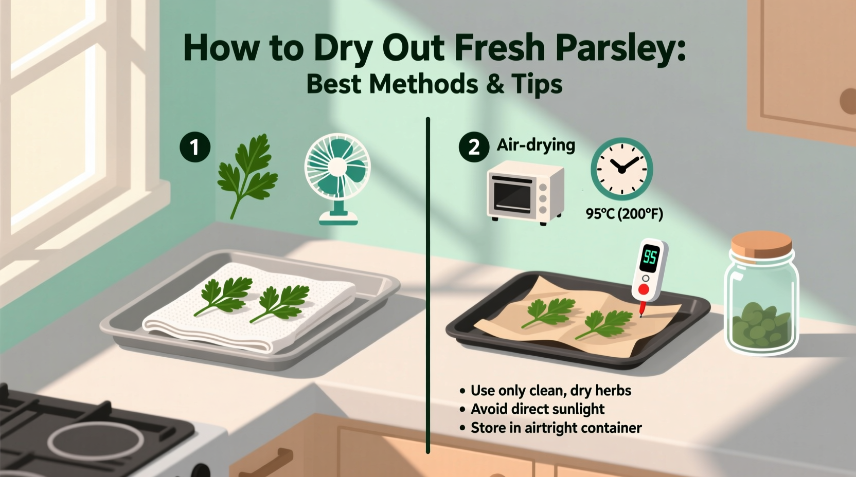 how do you dry out fresh parsley