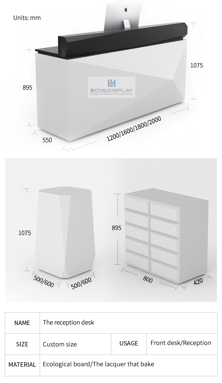 Well Designed hotel office salon white conter small table reception desk