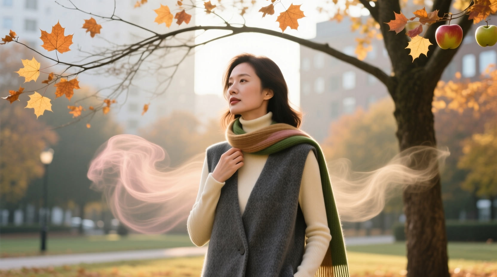 how to perfectly layer scents under a small vest for autumn days