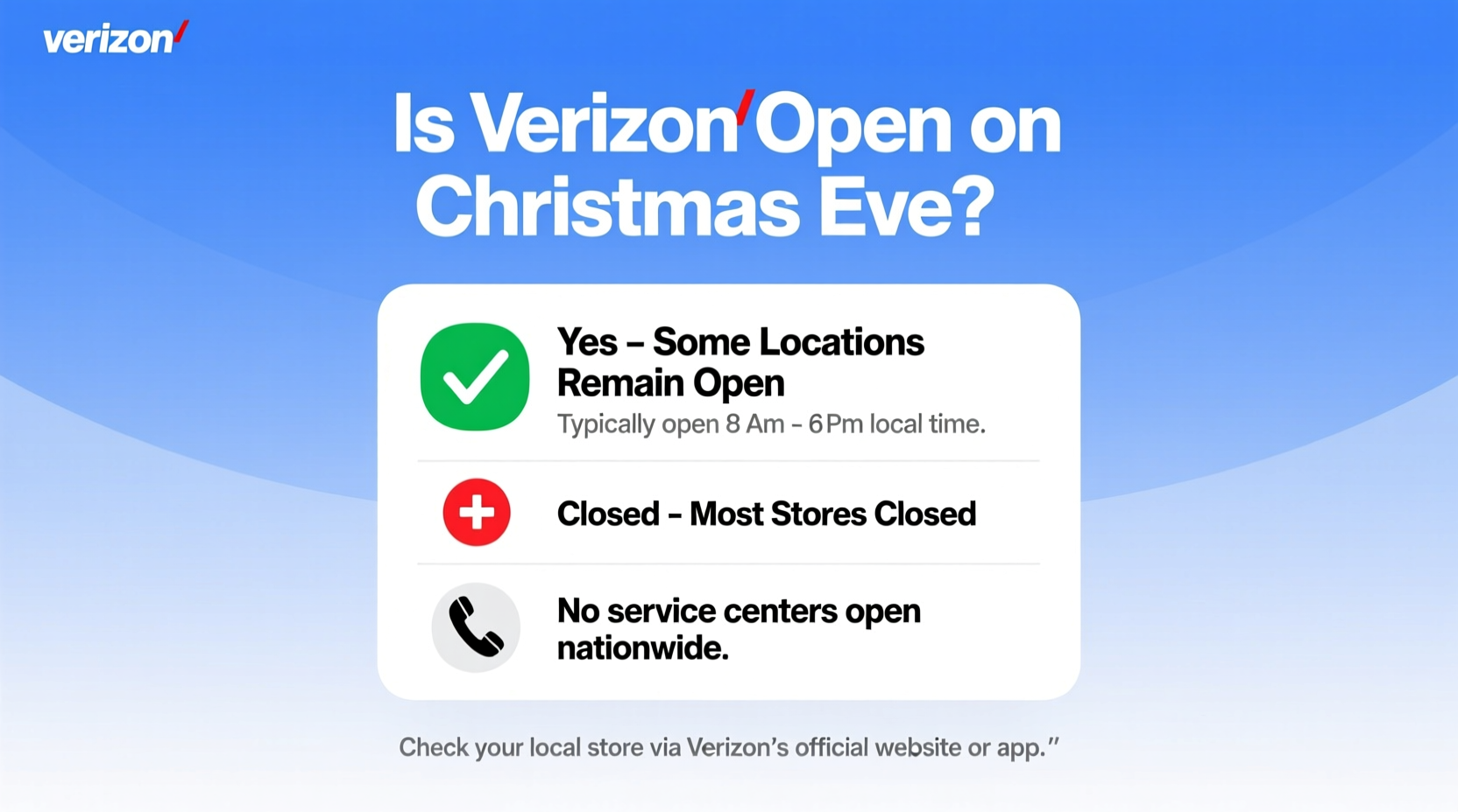 is verizon open on christmas eve