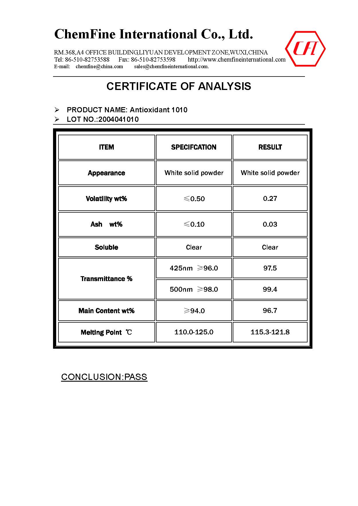 Polymer Plastic Additives Antioxidant 1010 Powder CAS 6683-19-8 Rubber 0