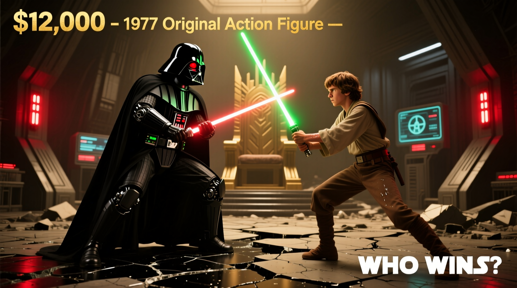 darth vader vs luke skywalker who would win in a real fight and which action figure is worth more 2