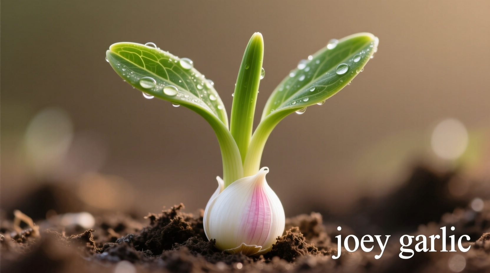 Fresh joey garlic with green stalks and small white bulb