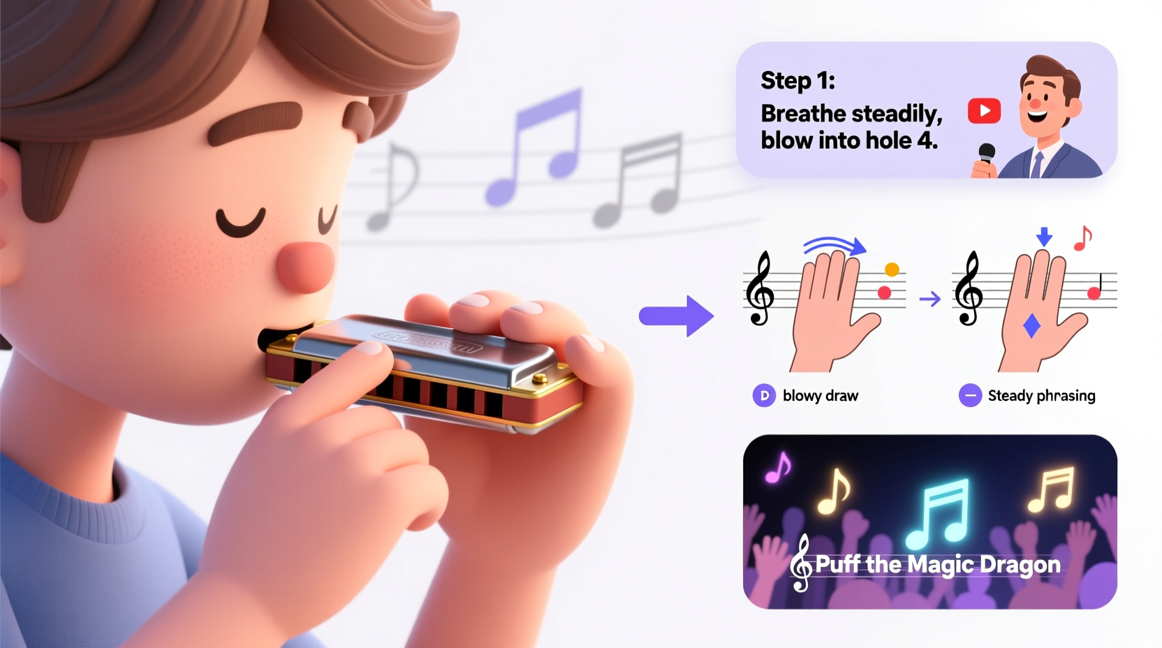 mastering puff the magic dragon on harmonica a step by step guide for beginners