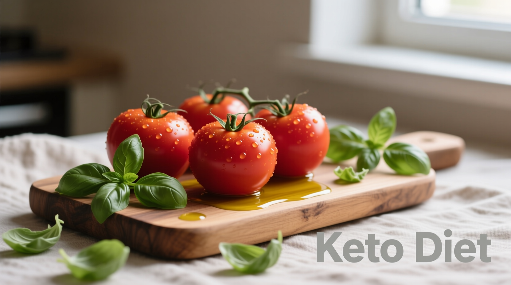 Fresh tomatoes with olive oil and basil on keto diet
