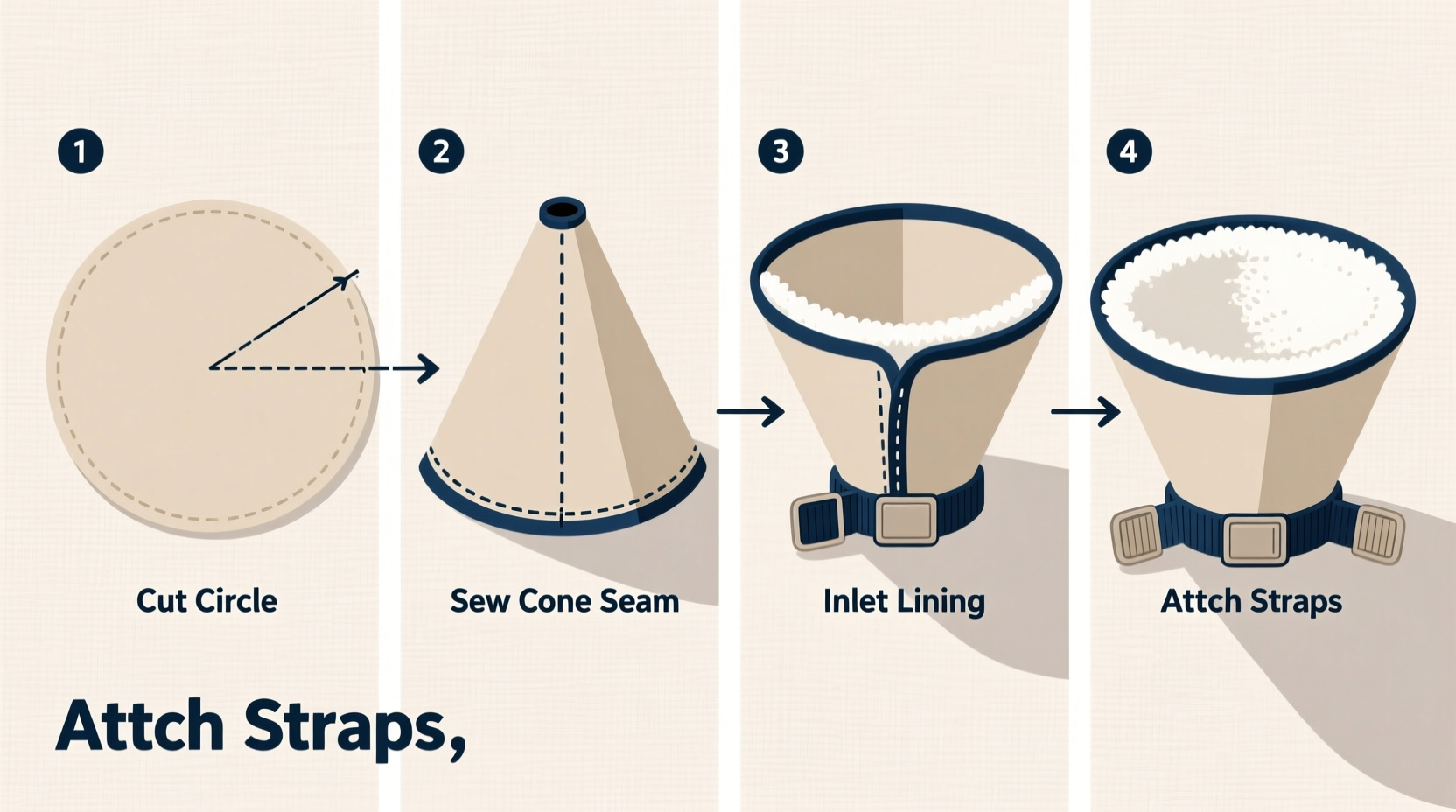 Step-by-step fabric dog cone construction
