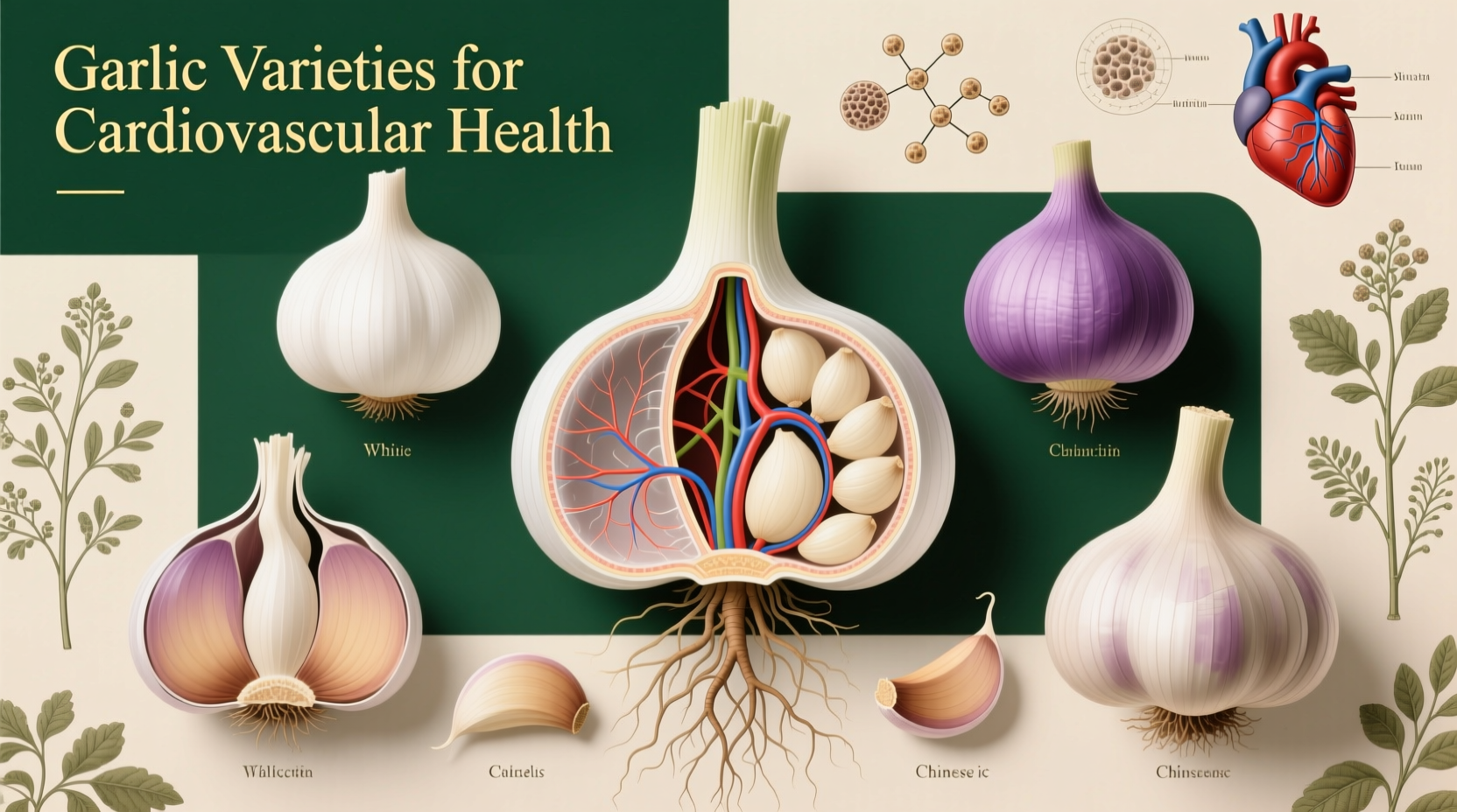 Verschiedene Knoblauchsorten für Herzgesundheit