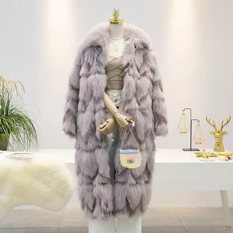 CX-G-A-26 Long Style Fox Fur Clothes Jackets Woman Garment Real Fur Coat for Winter