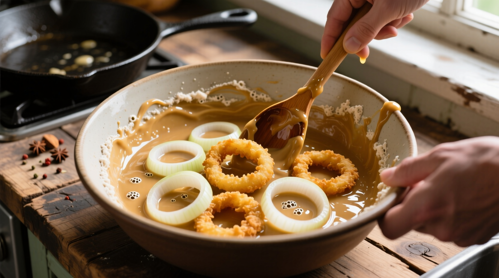 making batter for onion rings