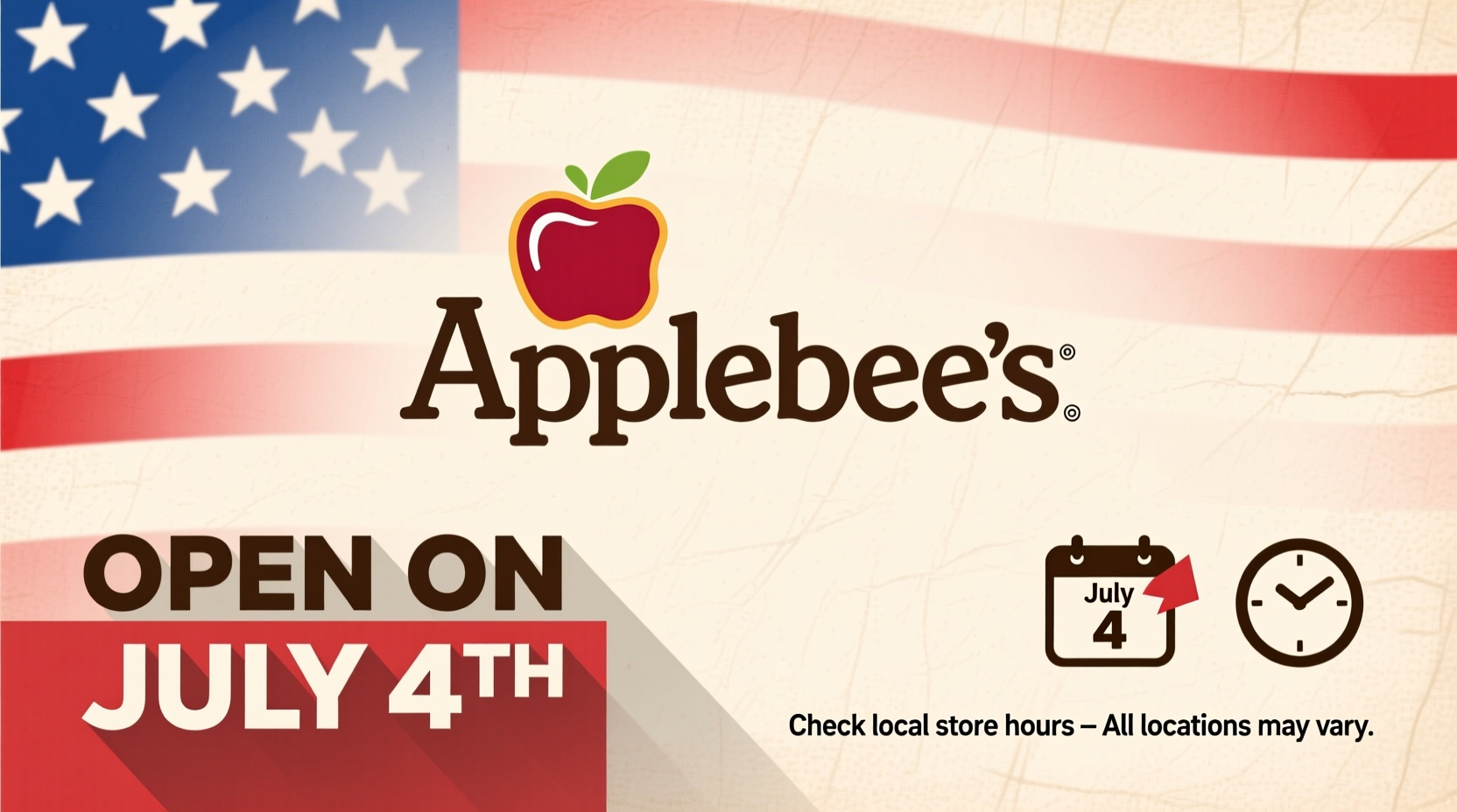 is applebees open on july 4th