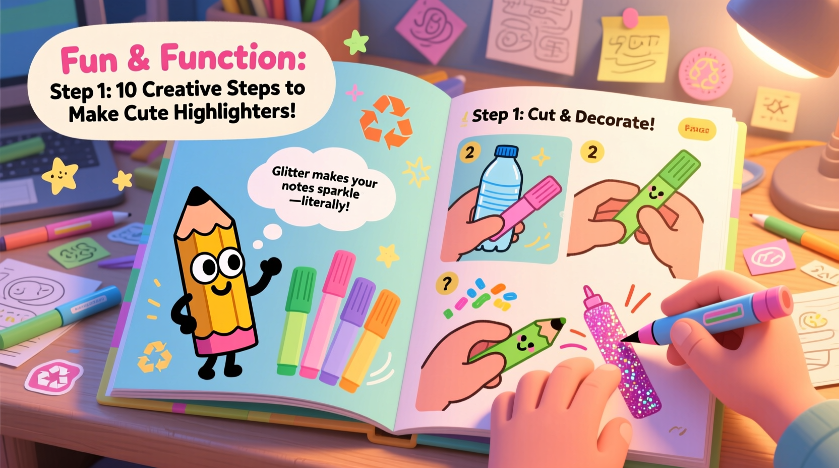 creative steps to craft a cute diy handbook with cartoon highlighters for fun and function