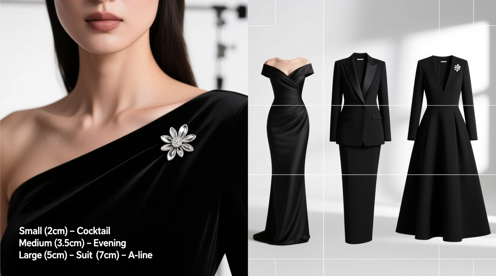 mastering brooch styling how to pick the ideal size for every dress type