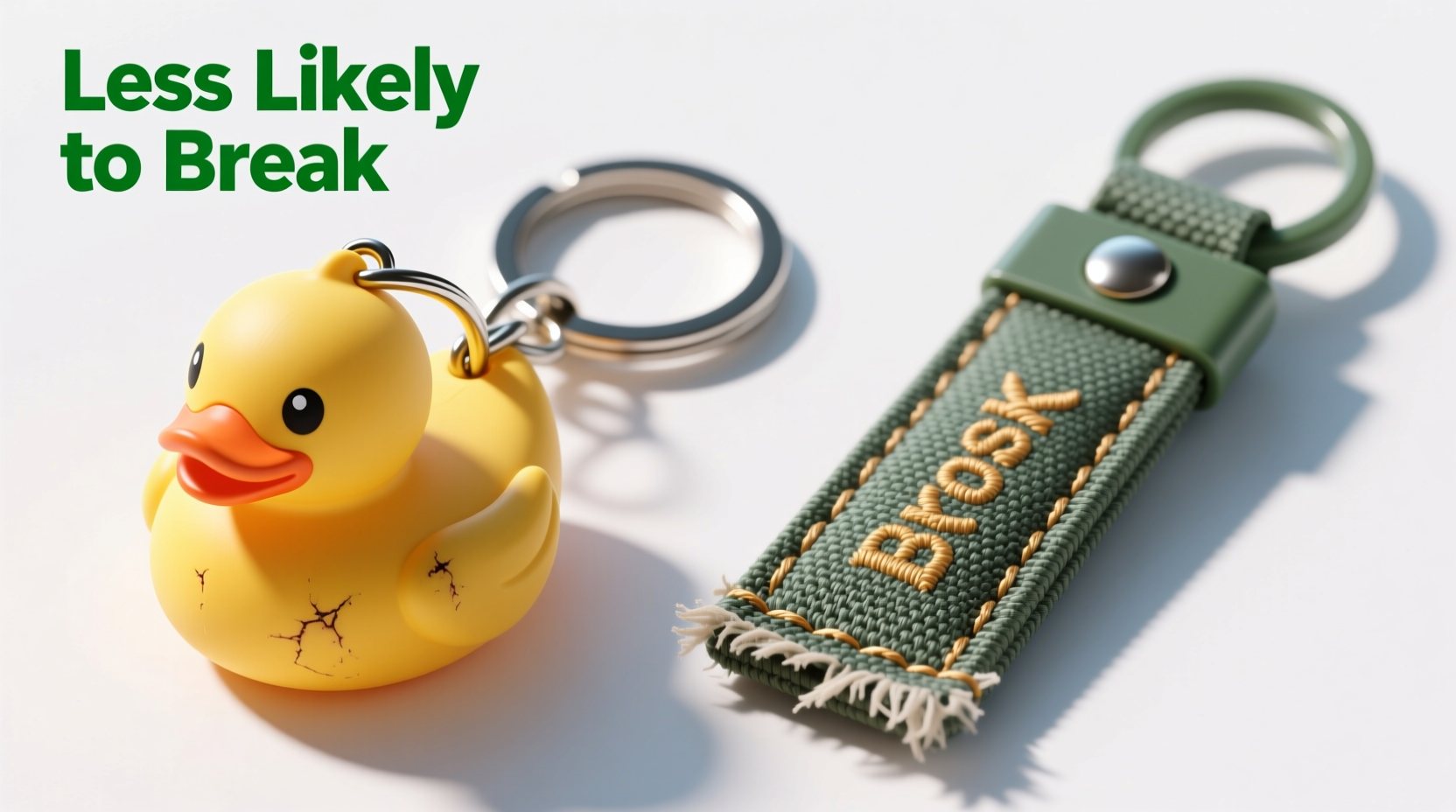 duck keychain or fabric key fob which one is less likely to break