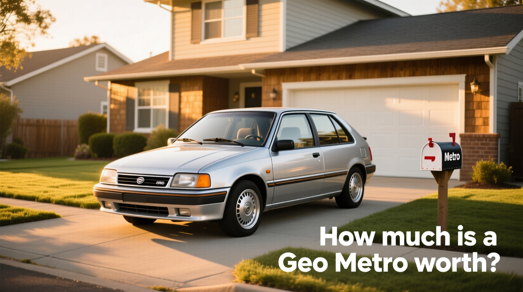 Side view of a 1994 Geo Metro hatchback showing compact proportions