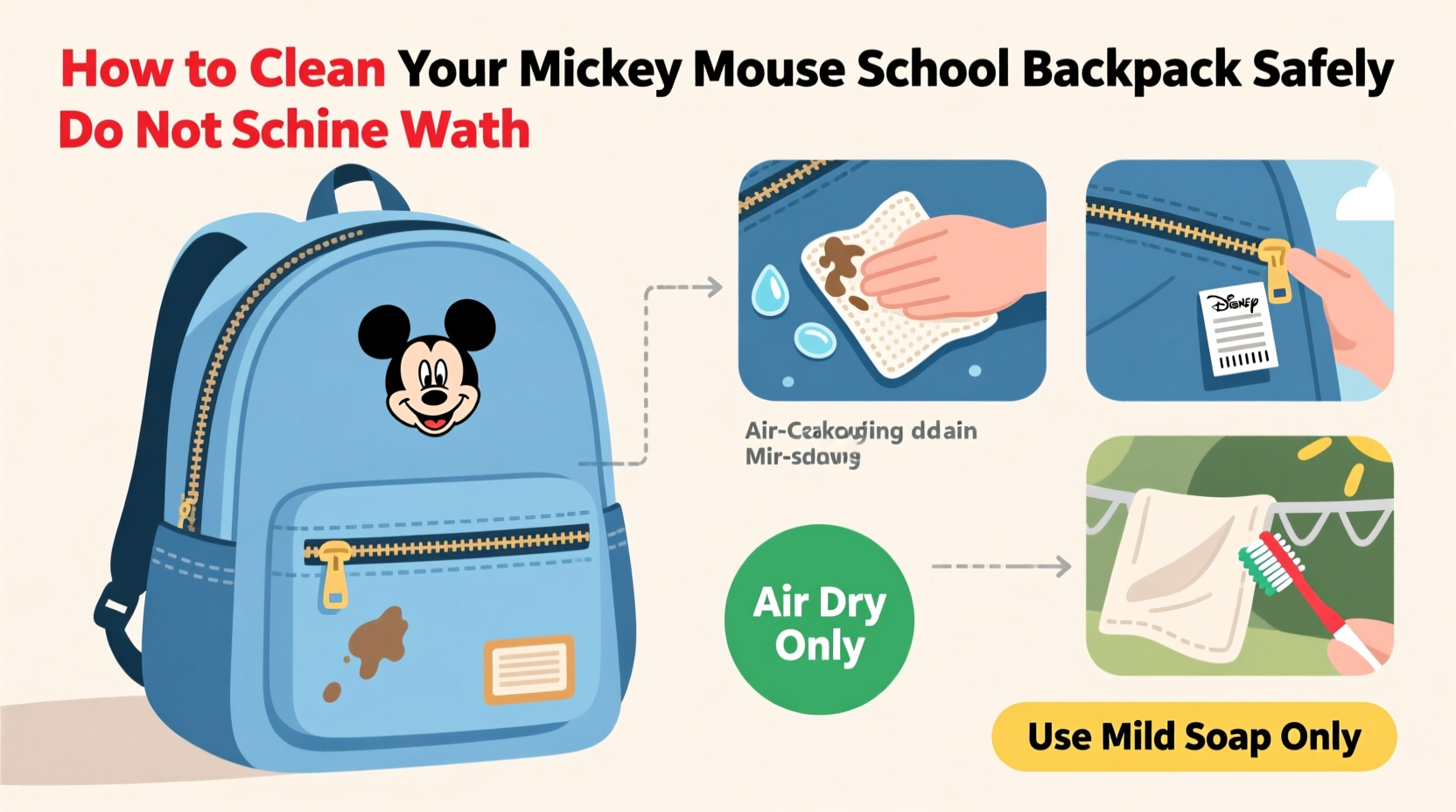 effective and safe methods to clean your mickey mouse school backpack without damage