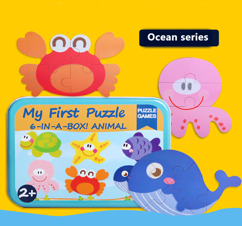 Wholesale Montessori Colorful Wooden Animal Jigsaw Puzzles Set Toys Hot Sale Toddler Early Learning Boys Girls Toys