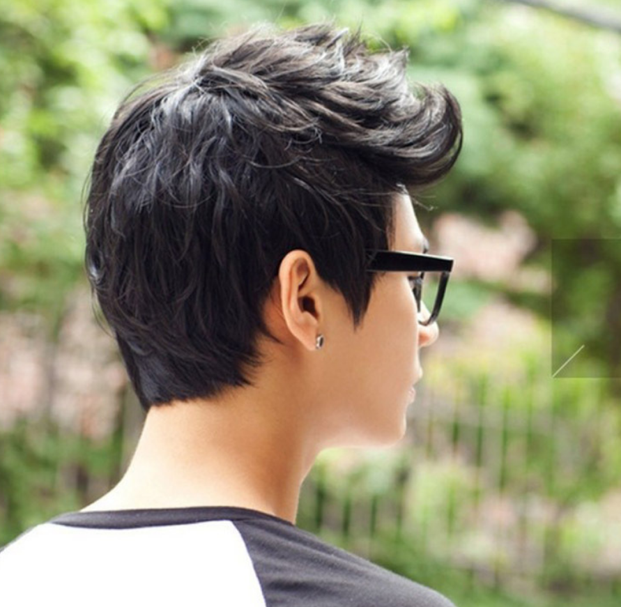 假发男士天然美国青年男士短发时尚全头套装化纤上身刘海高温线