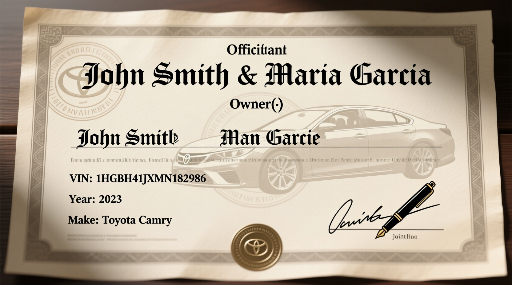 can you have 2 names on a car title
