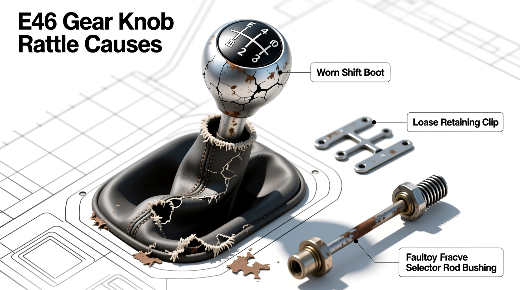 e46 gear knob rattle cause