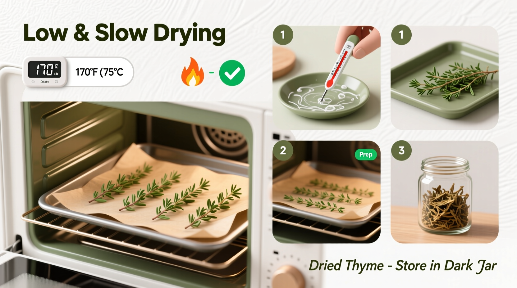 how to dry fresh thyme in oven