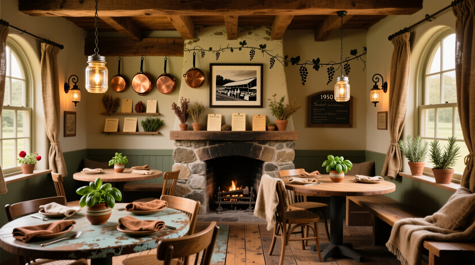 Tomato Bistro Pittston dining area with rustic decor