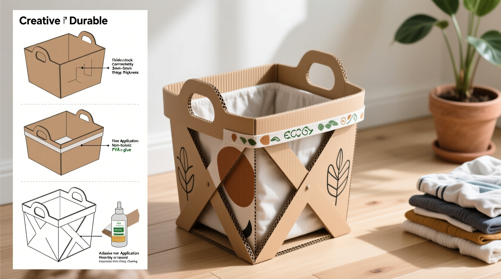 creative and durable cardboard laundry basket step by step guide to build your own stylish storage