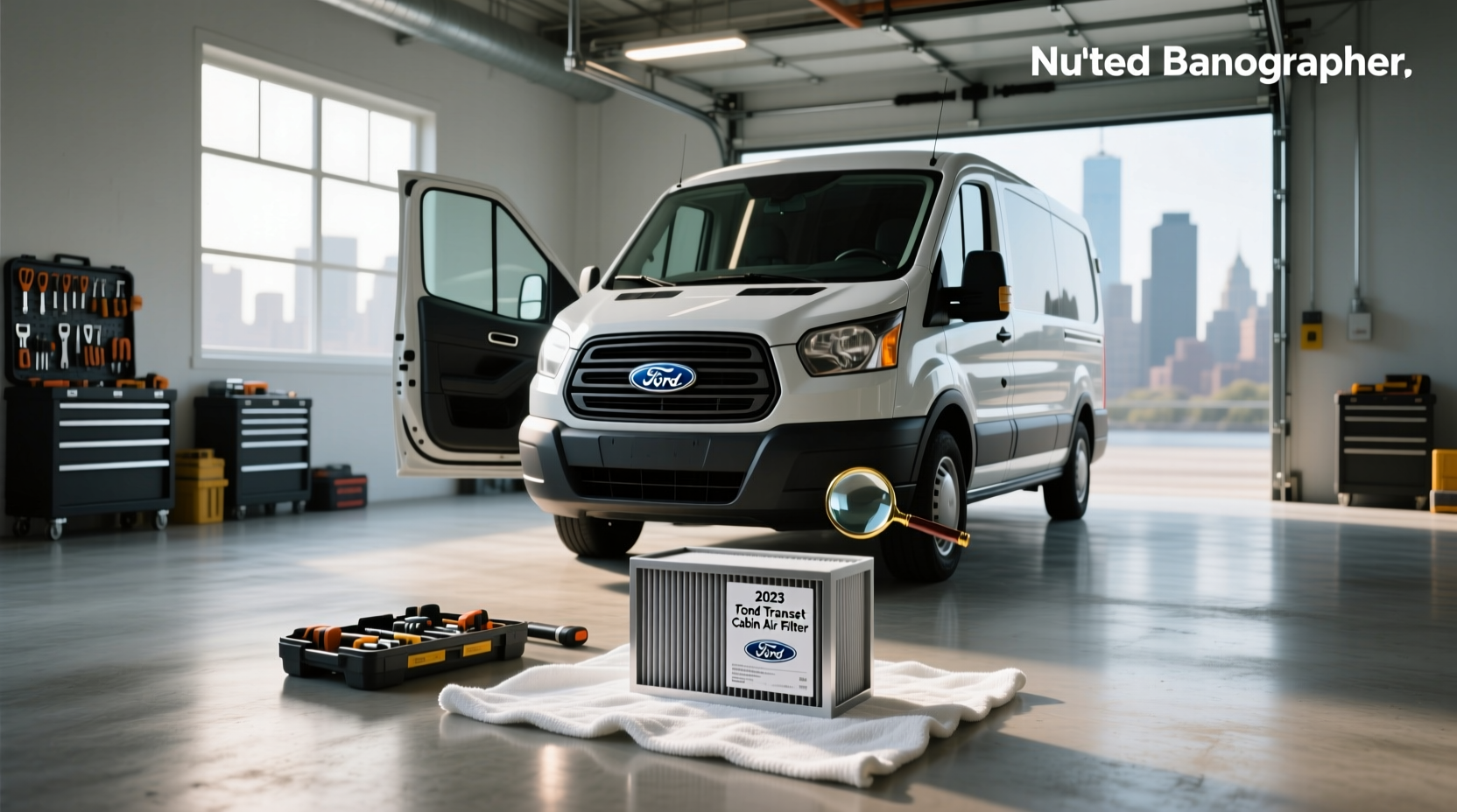 Location of cabin air filter behind glove box in 2023 Ford Transit