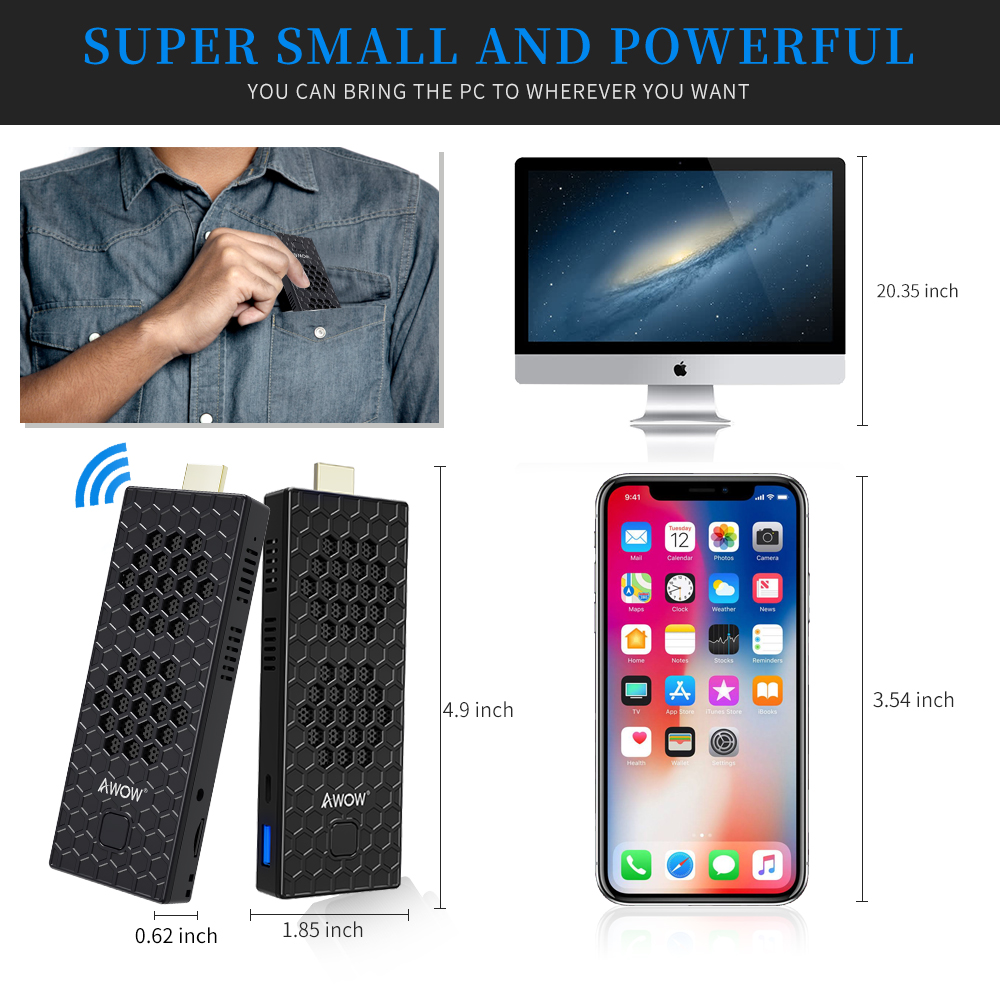Cheap Price Cooling Fan Intel Dual Core  N4000/N4100 Windows10 Pocket Computer MINI PC Stick
