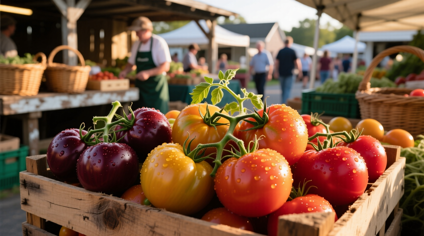 Fresh heirloom tomatoes at White Plains Farmers Market