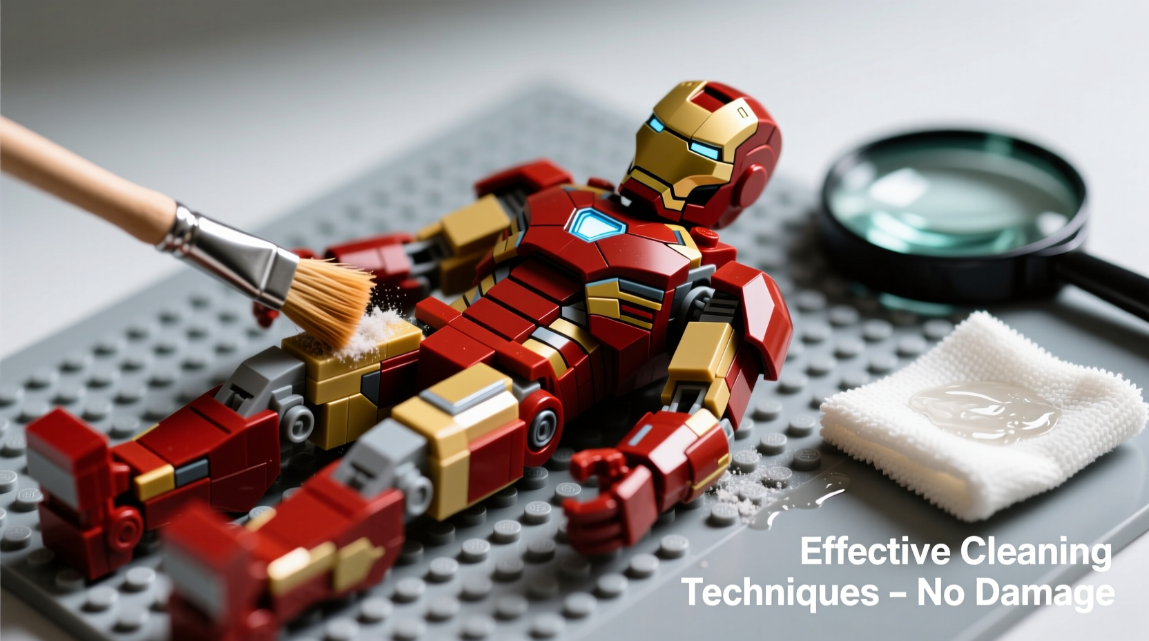 effective techniques to clean iron man building block figures without damage