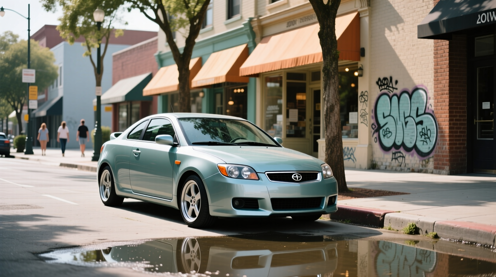 2006 Scion tC hatchback in urban setting