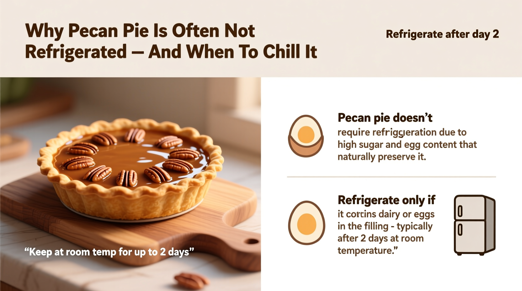 pecan pie why its often not refrigerated and when to