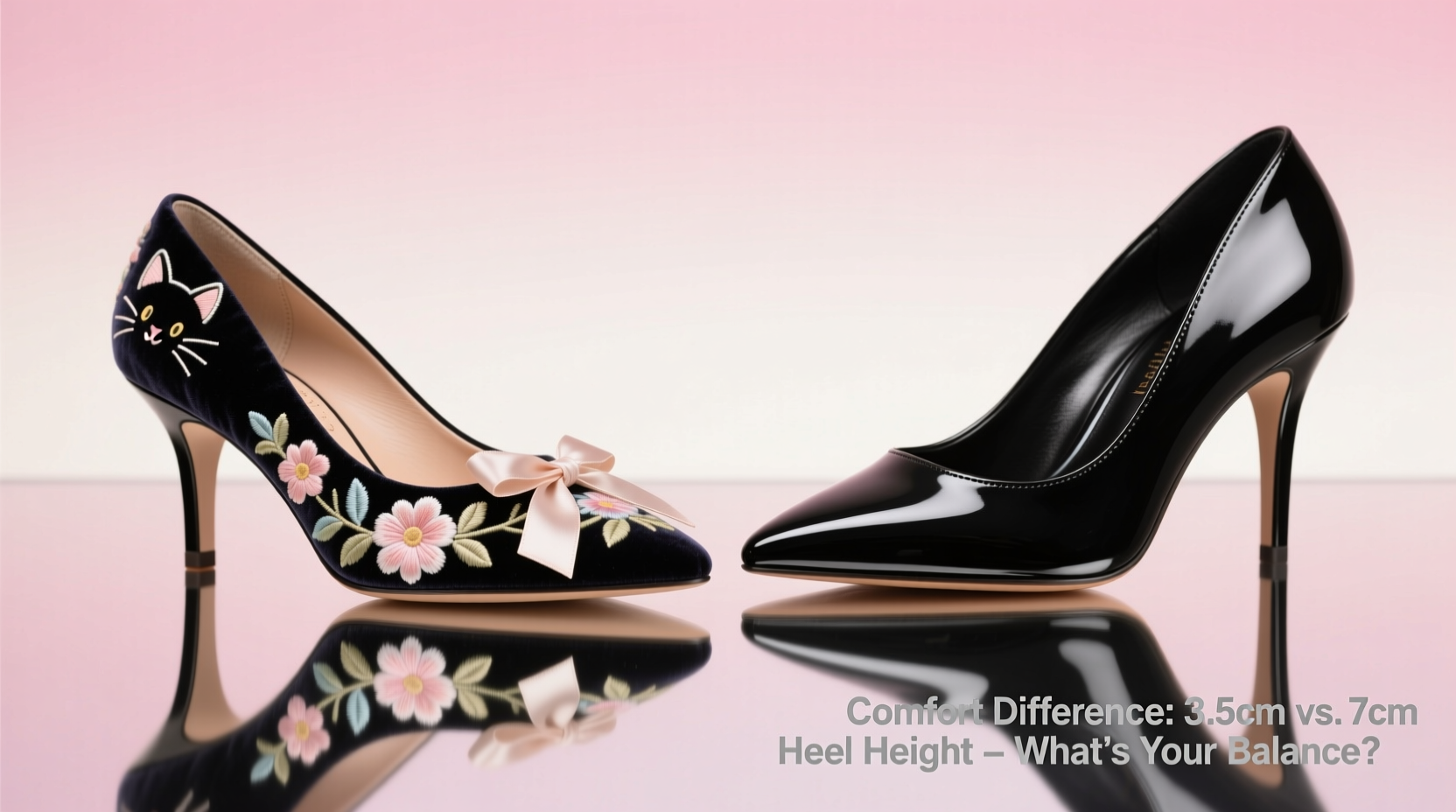 are embroidered kitten heels making leather pumps obsolete whats the comfort difference