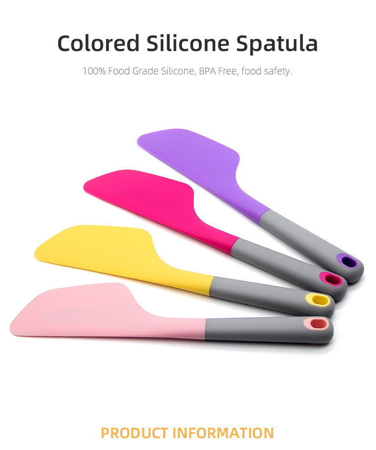 OEM color high quality non-slip handle soft head 100% food grade silicone spatula