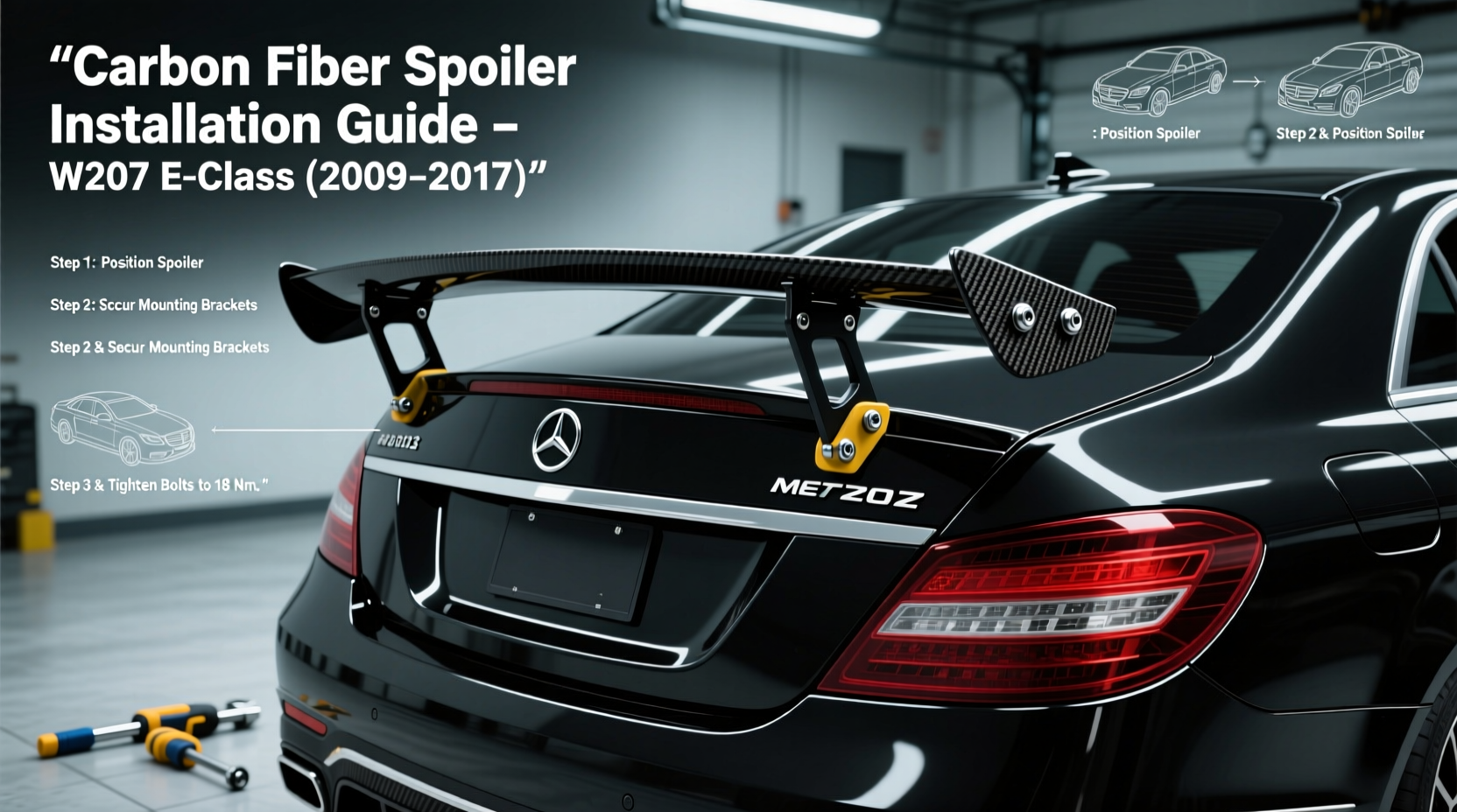 w207 carbon spoiler install