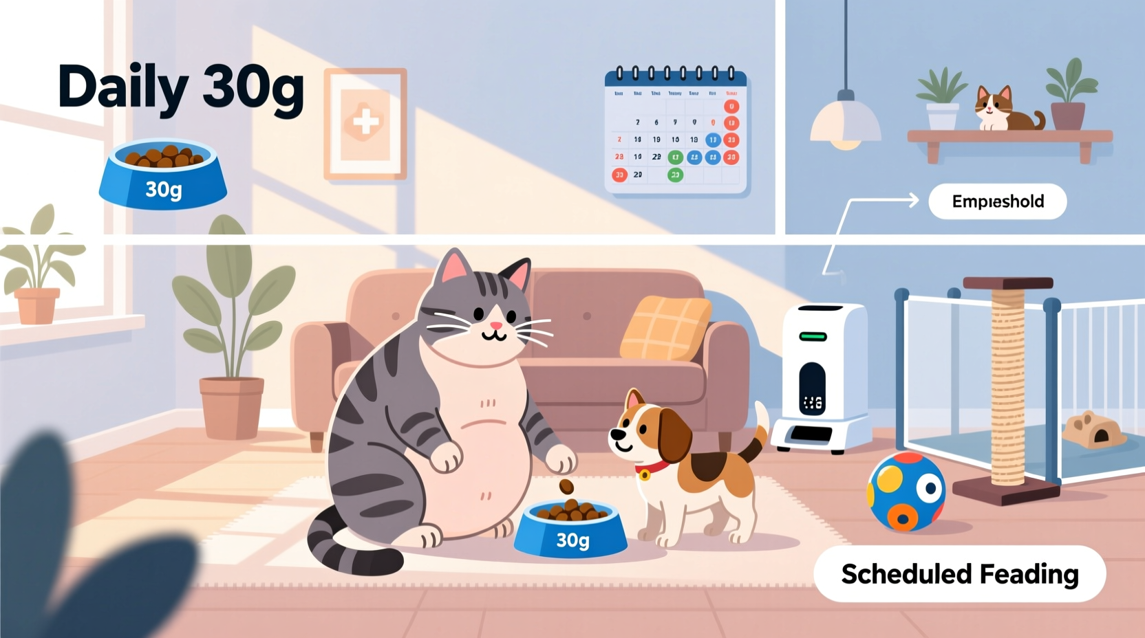 effective strategies to manage an overweight cat living with other pets