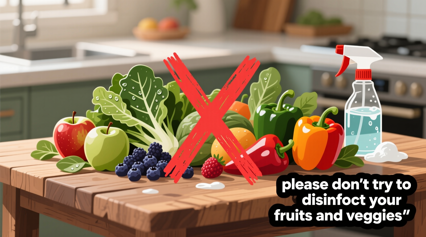 please dont try to disinfect your fruits and veggies