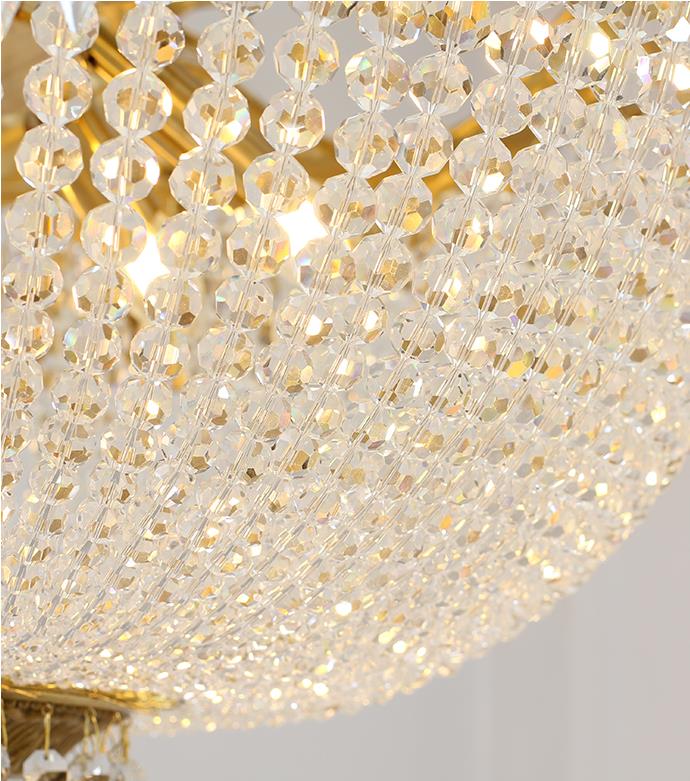 Living room high quality pure copper luxury crystal chandeliers with gold color K9 crystal chandelier ceiling lamp