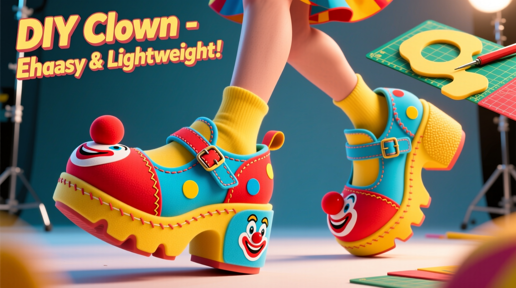 creative diy tutorial how to make lightweight clown shoes using eva rubber