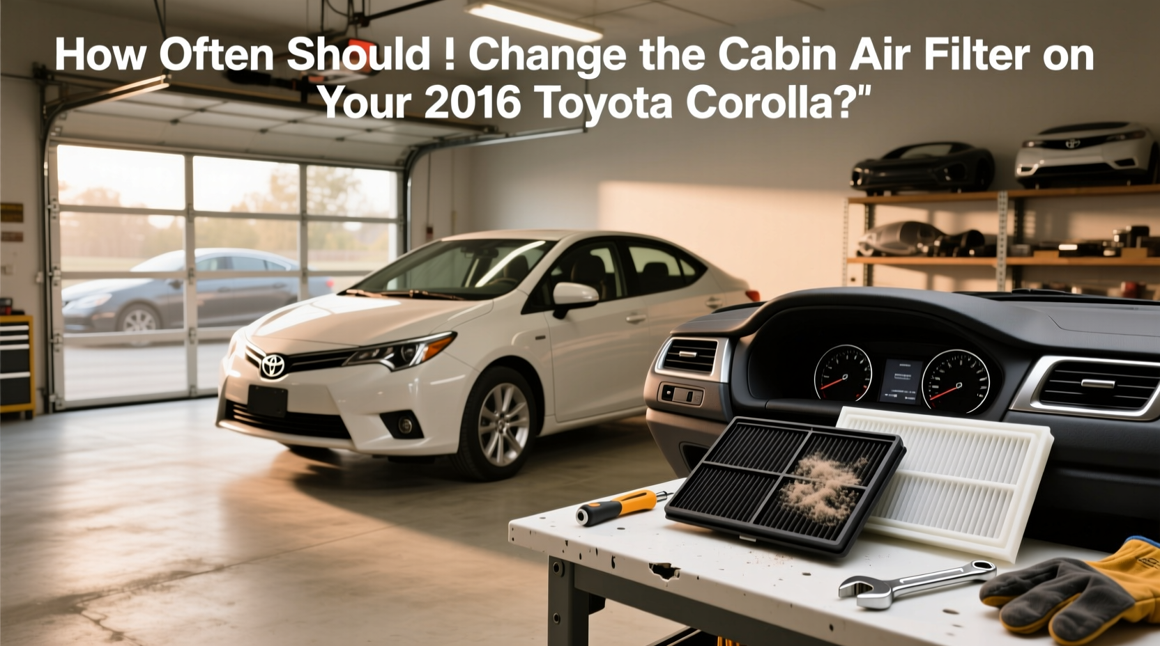 Cabin air filter 2016 Toyota Corolla showing filter placement behind glove box