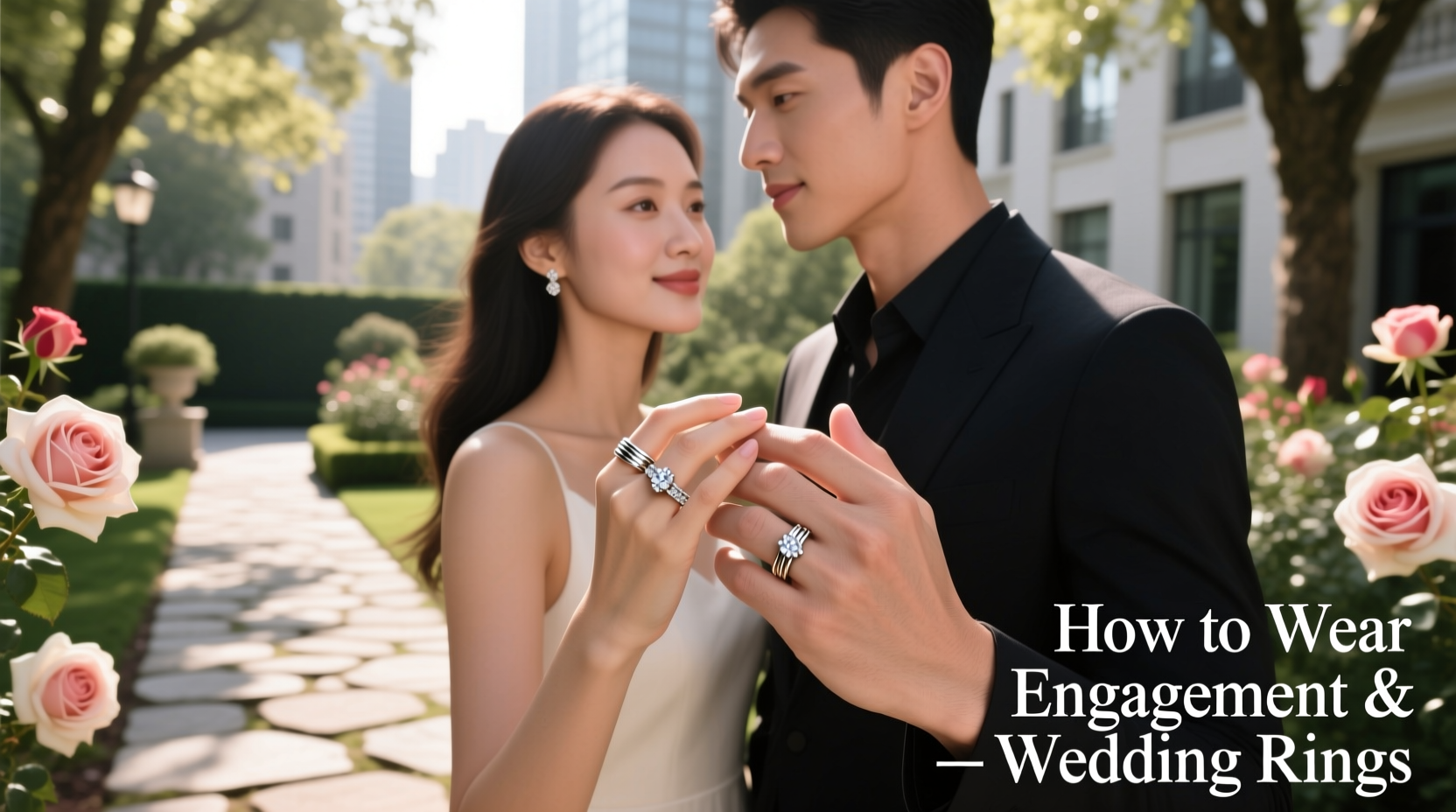 how to wear engagement and wedding ring