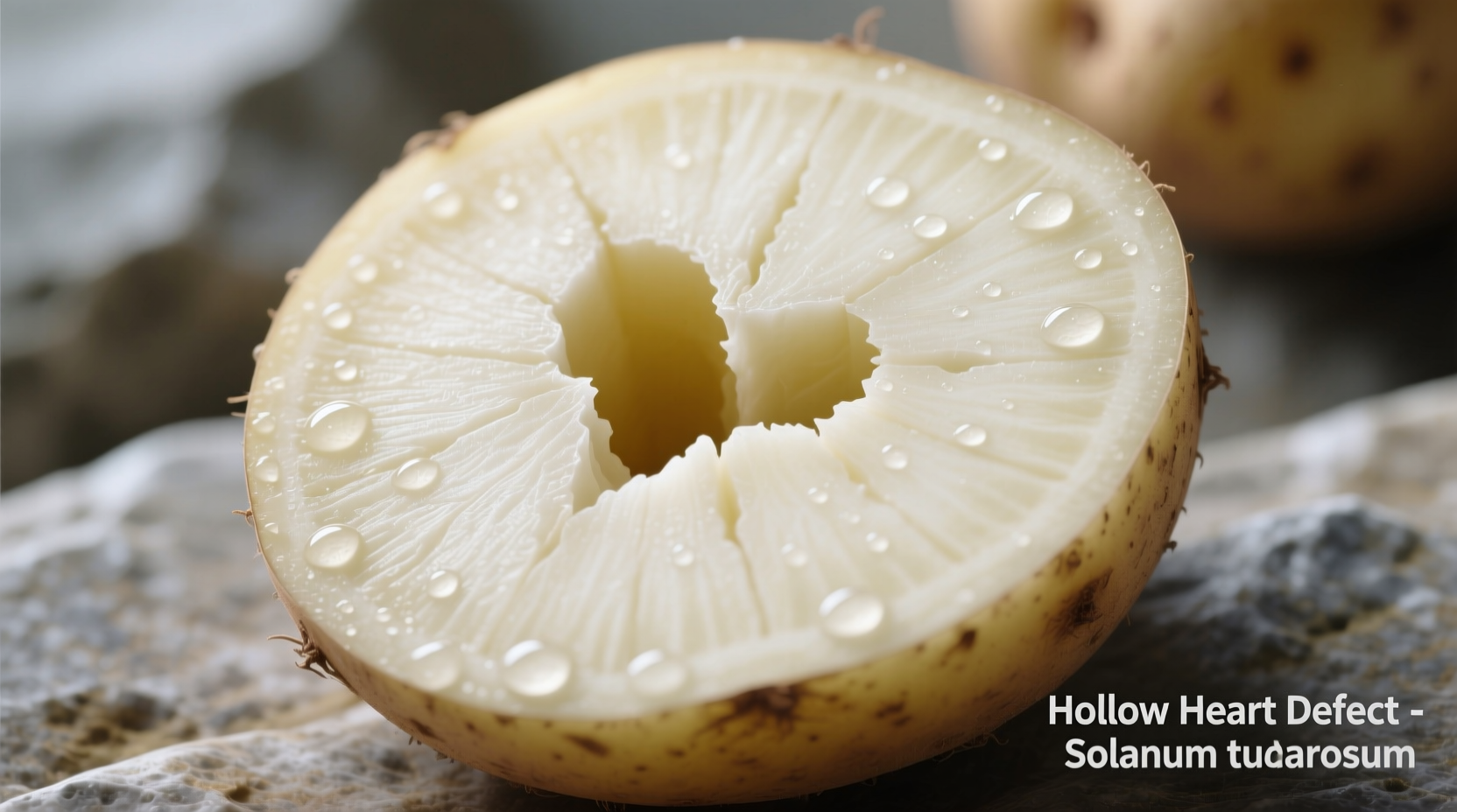 Cross-section showing hollow heart cavity in potato