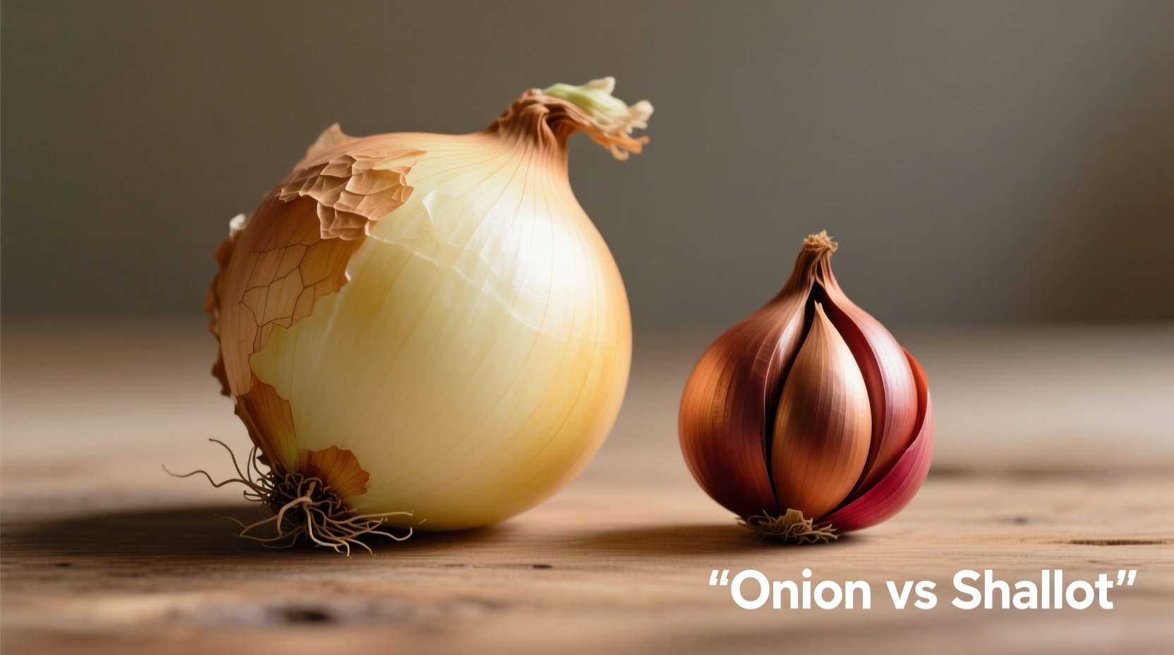 Side-by-side comparison of onion and shallot bulbs