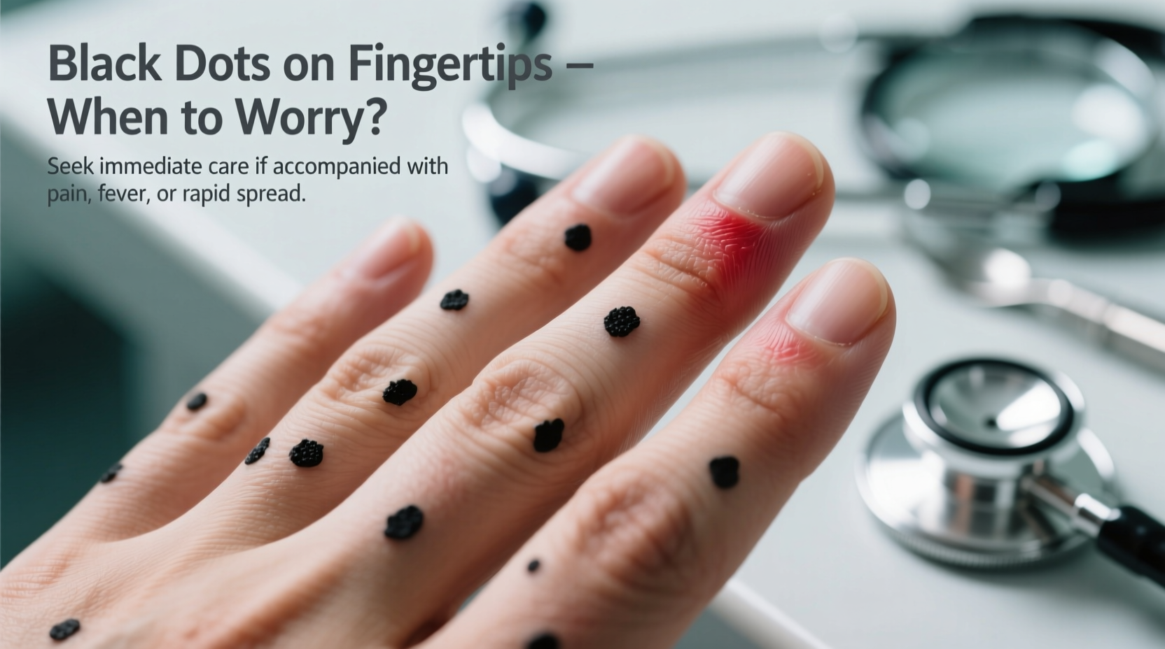black dots on fingertips causes symptoms and when to worry