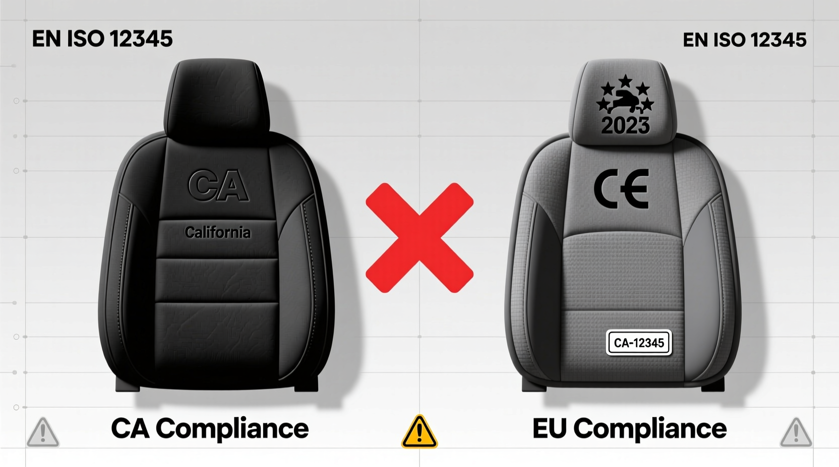 CA and EU Compliance Seat Covers Are Not Interchangeable
