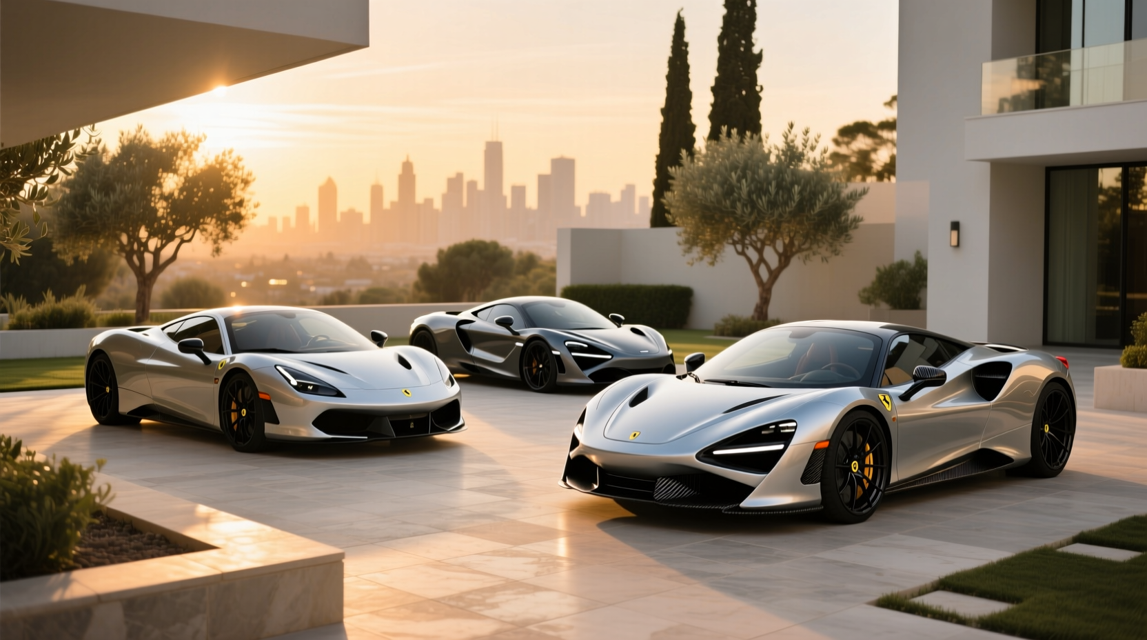 Luxury two-seater sports car on coastal road